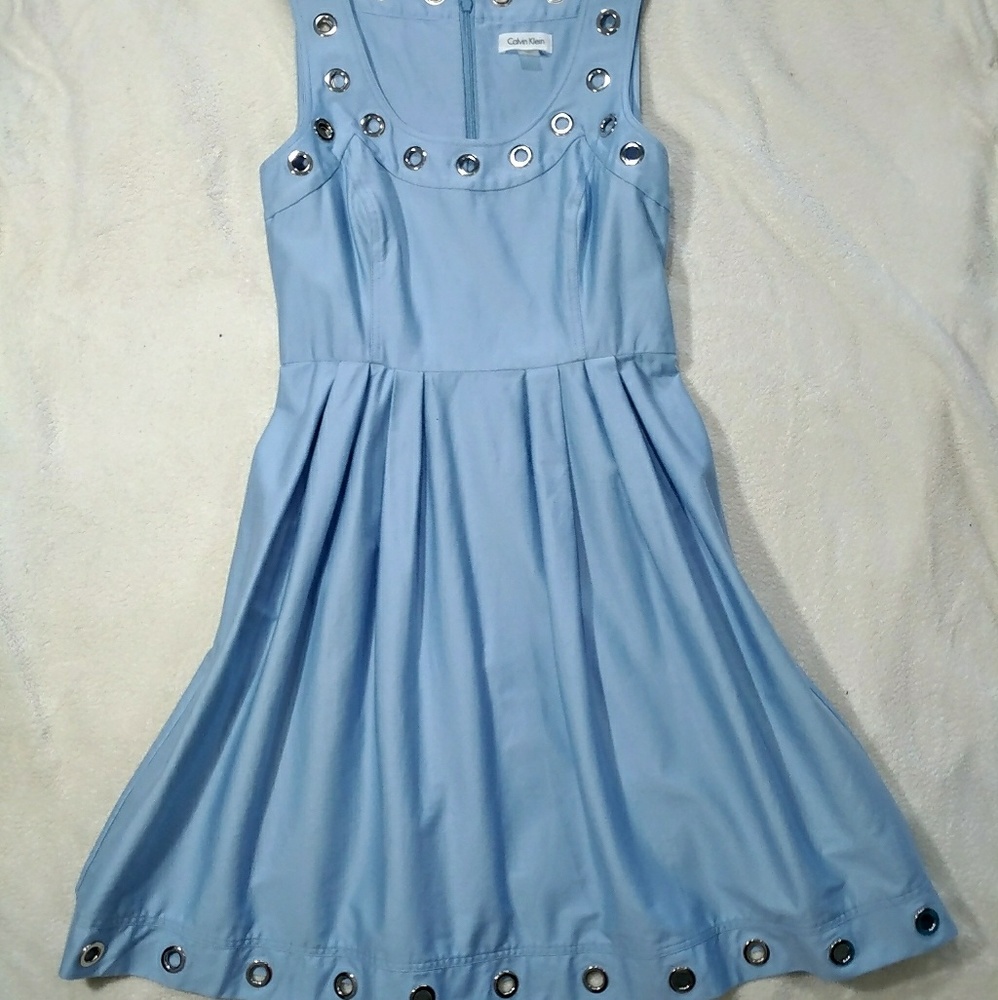Calvin Klein fit and flair dress sz 4 blue